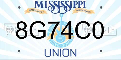 8G74C0 Mississippi License Plate