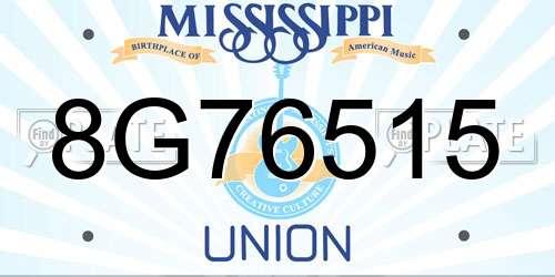 8G76515 Mississippi License Plate