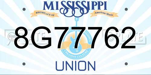 8G77762 Mississippi License Plate