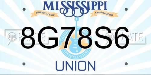 8G78S6 Mississippi License Plate