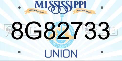 8G82733 Mississippi License Plate