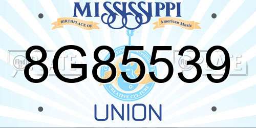 8G85539 Mississippi License Plate