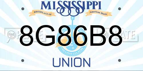 8G86B8 Mississippi License Plate