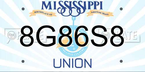 8G86S8 Mississippi License Plate