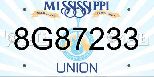 8G87233 Mississippi License Plate