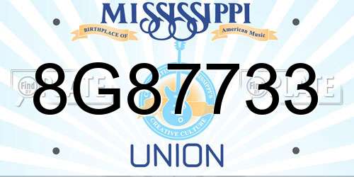 8G87733 Mississippi License Plate