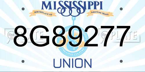 8G89277 Mississippi License Plate