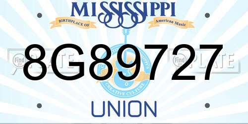 8G89727 Mississippi License Plate
