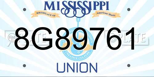 8G89761 Mississippi License Plate