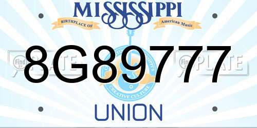 8G89777 Mississippi License Plate