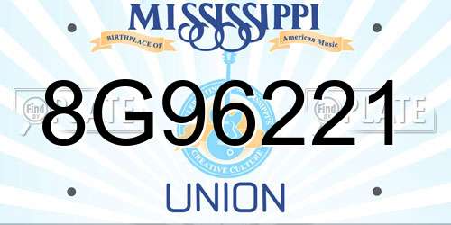 8G96221 Mississippi License Plate