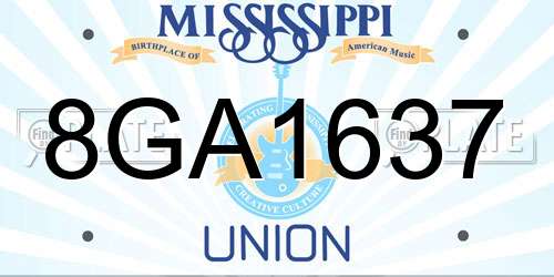 8GA1637 Mississippi License Plate