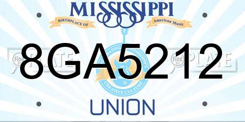8GA5212 Mississippi License Plate