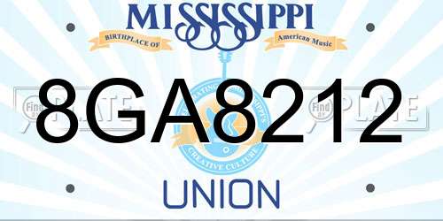 8GA8212 Mississippi License Plate