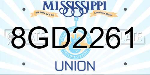 8GD2261 Mississippi License Plate