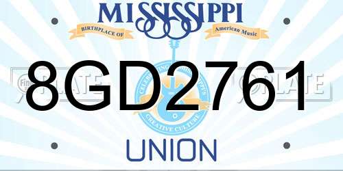 8GD2761 Mississippi License Plate