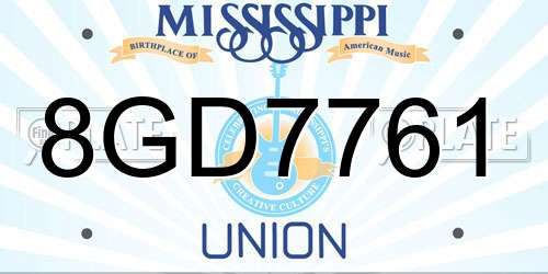 8GD7761 Mississippi License Plate