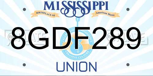 8GDF289 Mississippi License Plate
