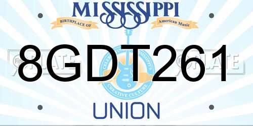 8GDT261 Mississippi License Plate