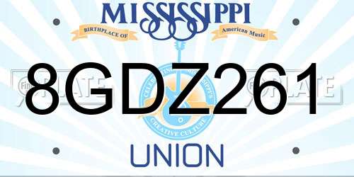 8GDZ261 Mississippi License Plate