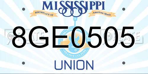 8GE0505 Mississippi License Plate