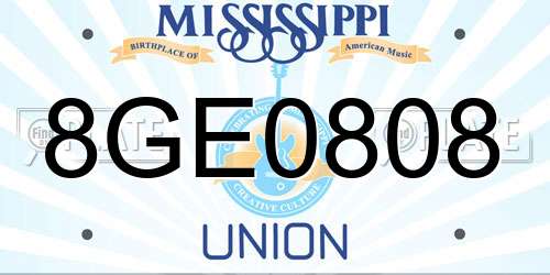 8GE0808 Mississippi License Plate