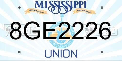 8GE2226 Mississippi License Plate