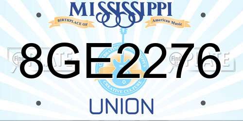 8GE2276 Mississippi License Plate