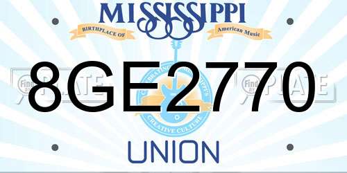 8GE2770 Mississippi License Plate