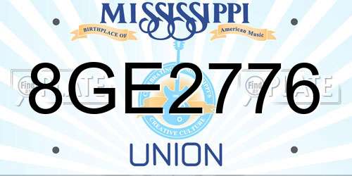 8GE2776 Mississippi License Plate