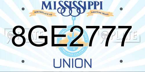8GE2777 Mississippi License Plate