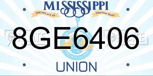 8GE6406 Mississippi License Plate