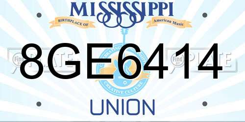 8GE6414 Mississippi License Plate