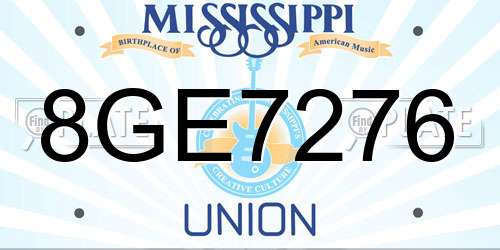 8GE7276 Mississippi License Plate