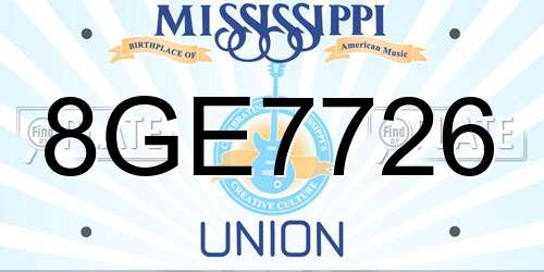 8GE7726 Mississippi License Plate
