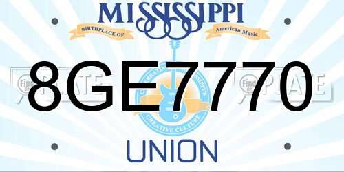 8GE7770 Mississippi License Plate