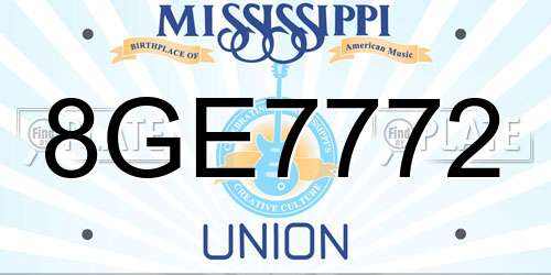 8GE7772 Mississippi License Plate