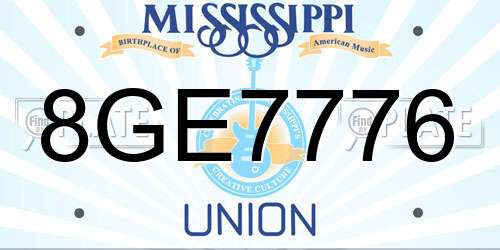 8GE7776 Mississippi License Plate
