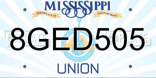 8GED505 Mississippi License Plate