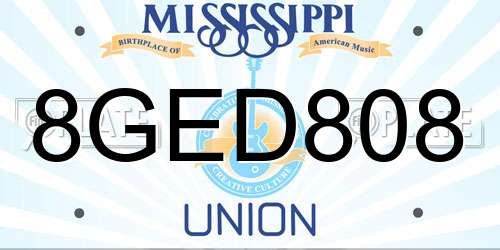 8GED808 Mississippi License Plate