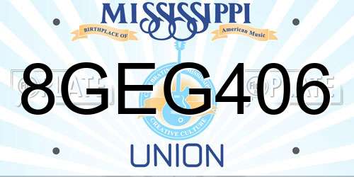 8GEG406 Mississippi License Plate