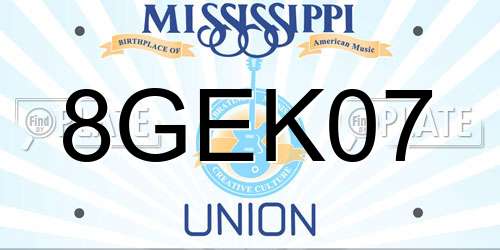 8GEK07 Mississippi License Plate