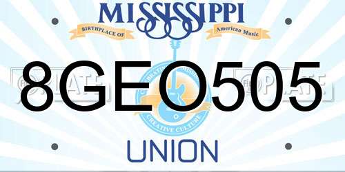 8GEO505 Mississippi License Plate