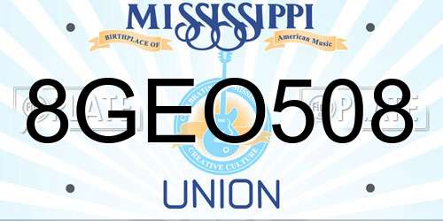 8GEO508 Mississippi License Plate
