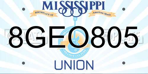 8GEO805 Mississippi License Plate