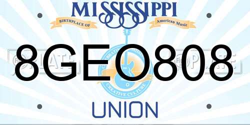 8GEO808 Mississippi License Plate