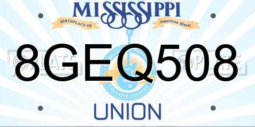 8GEQ508 Mississippi License Plate