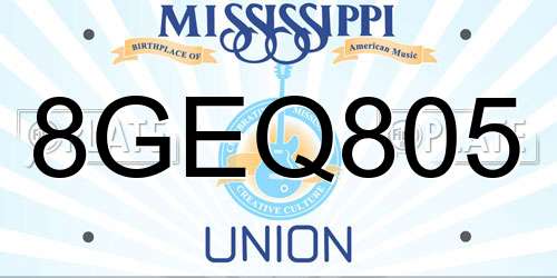 8GEQ805 Mississippi License Plate