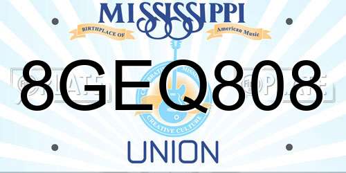 8GEQ808 Mississippi License Plate