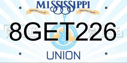 8GET226 Mississippi License Plate